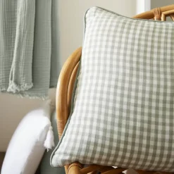 Cuscino rettangolare in garza di cotone (40 x 60 cm) Gaïa vichy Verde eucalipto