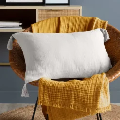 Cuscino rettangolare in garza di cotone (40 x 60 cm) Gaia Grigio nuvola