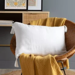 Cuscino rettangolare in garza di cotone (40 x 60 cm) Gaïa Bianco Chantilly