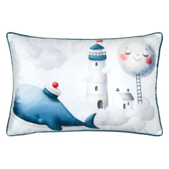 Cuscino rettangolare per bambini in velluto (40 x 60 cm) Moby Blu
