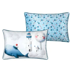 Cuscino rettangolare per bambini in velluto (40 x 60 cm) Moby Blu