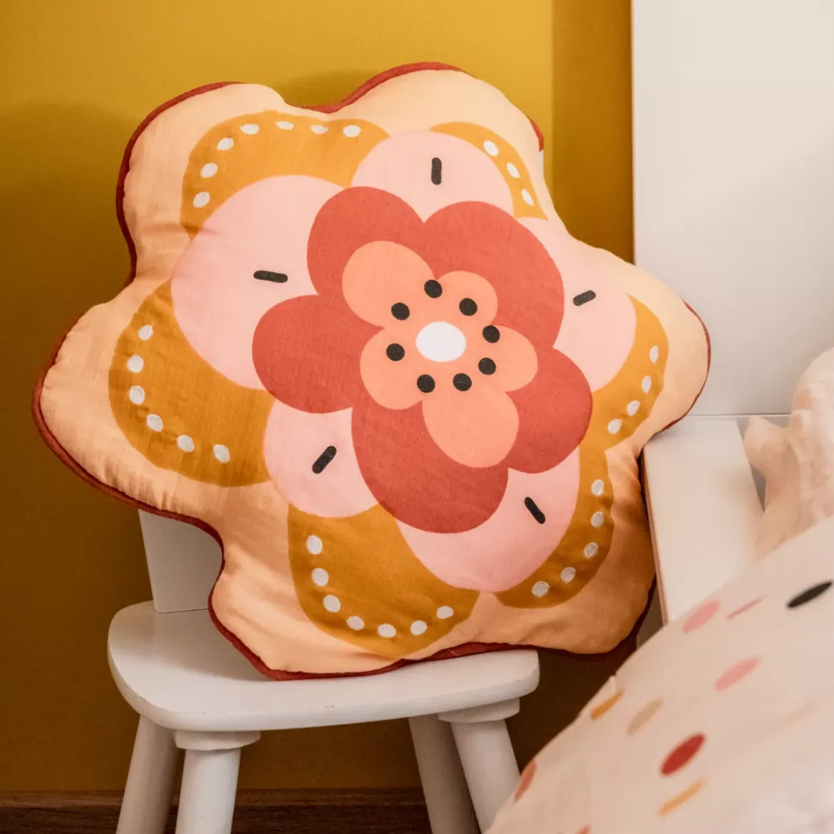 Cuscino rotondo per bambini in cotone (47 x 45 cm) Barbotine Multicolore