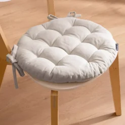 Cuscino rotondo per sedia in cotone (40 cm) Pixel Beige