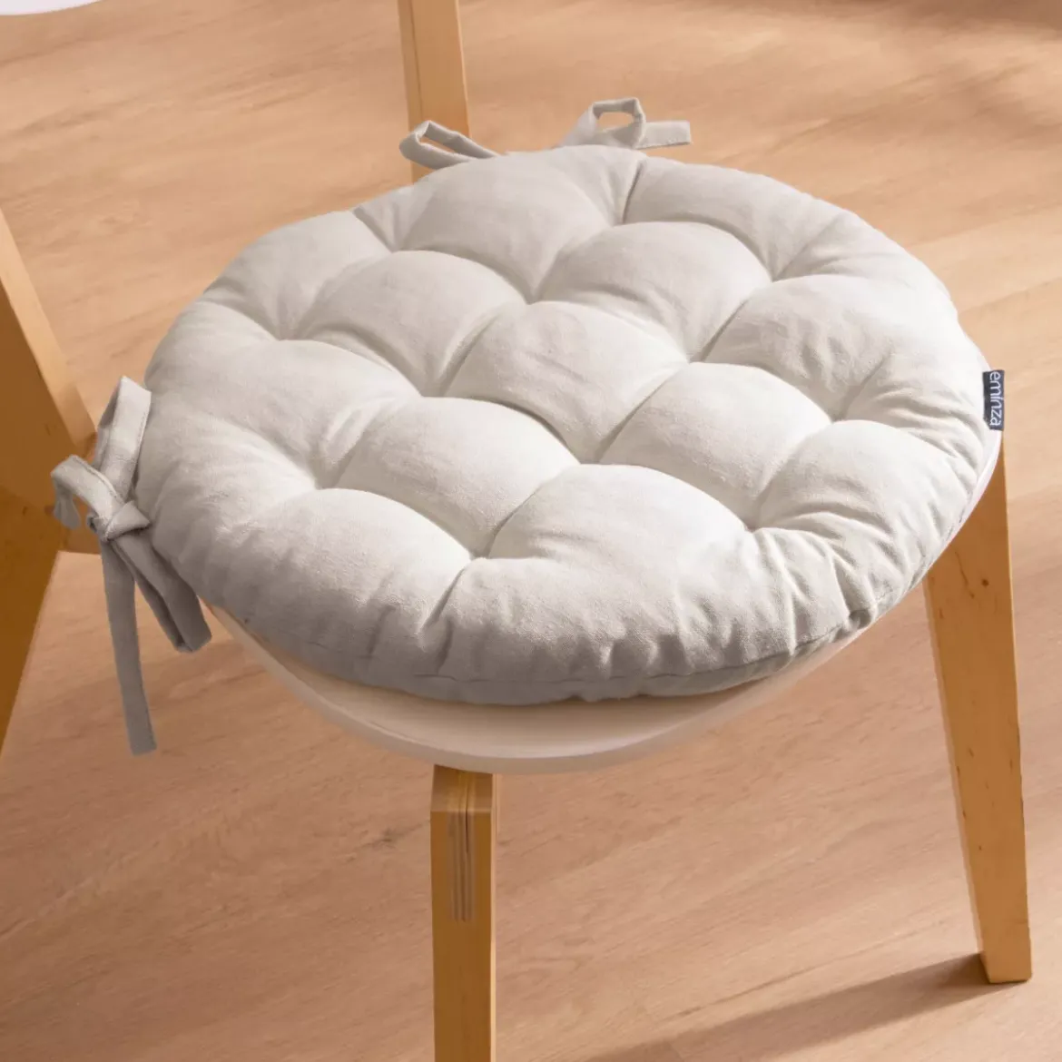 Cuscino rotondo per sedia in cotone (40 cm) Pixel Beige