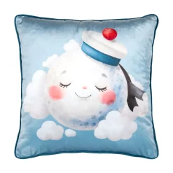 Cuscino velluto per bambini (40 x 40 cm) Moby Blu