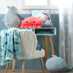 Cuscino velluto per bambini (40 x 40 cm) Moby Blu