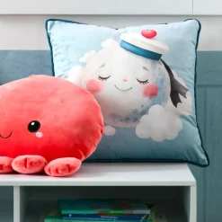 Cuscino velluto per bambini (40 x 40 cm) Moby Blu