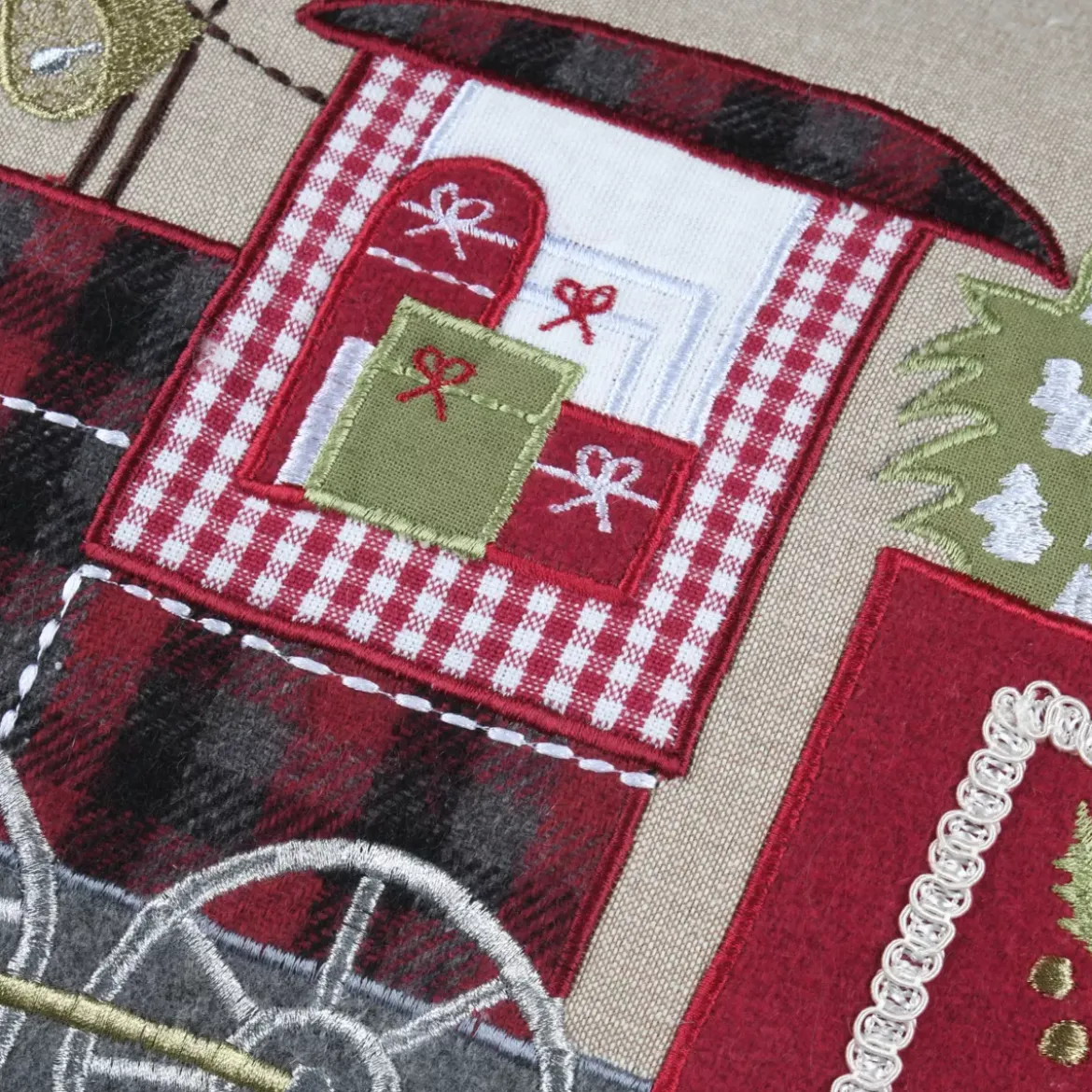 Cuscino di Natale cotone (40 x 60 cm) Vigilia di Natale Trenino Tortora
