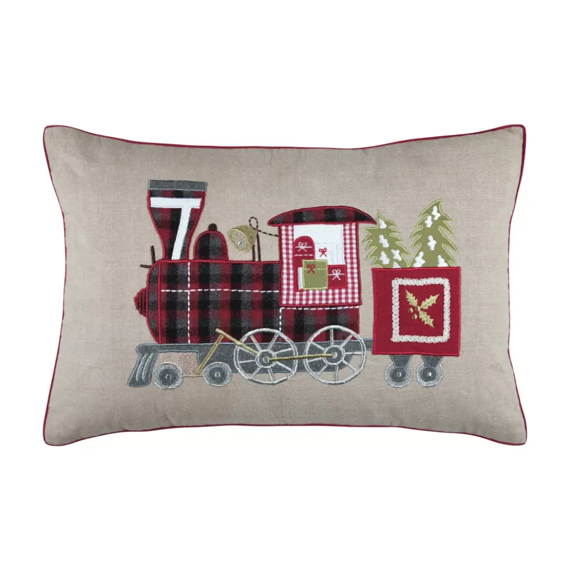 Cuscino di Natale cotone (40 x 60 cm) Vigilia di Natale Trenino Tortora