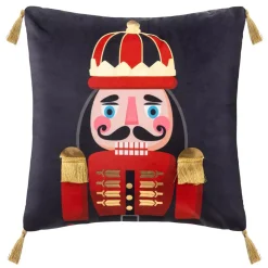 Cuscino di Natale quadrato (40 cm) Schiaccianoci blu marino