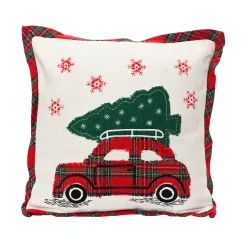 Cuscino di Natale quadrato in cotone (45 x 45 cm) Christmas Tartan Rosso