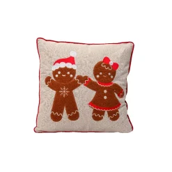 Cuscino di Natale quadrato in cotone (45 x 45 cm) Pupazzo Rosso