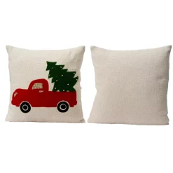 Cuscino di Natale quadrato in cotone (45 x 45 cm) Allegro Furgoncino