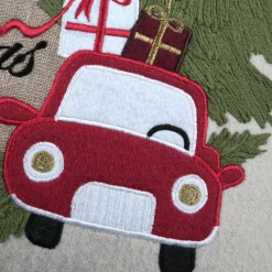 Cuscino di Natale ricamato (45 x 45 cm) Merry Christmas Naturale