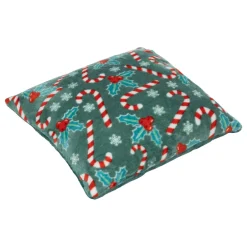 Cuscino natalizio quadrato (40 cm) Agrifoglio e bastoncino di zucchero