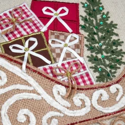 Cuscino natalizio quadrato ricamato (45 x 45 cm) Slitta Beige