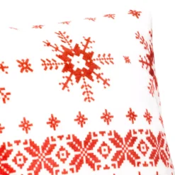 Cuscino natalizio quadrato (40 x 40 cm) Fiocchi di neve Rosso e bianco