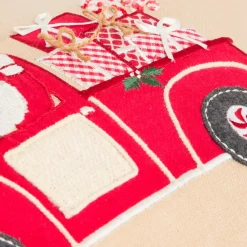 Cuscino natalizio rettangolare (59 x 39 cm) Auto di Babbo Natale Rosso e beige