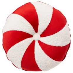 Cuscino natalizio rotondo (D40 cm) Rosso e bianco Caramella
