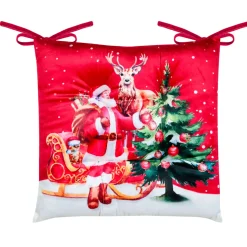 Cuscino per sedia quadrato in velluto (38 x 38 cm) Vigilia di Natale Rosso