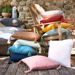 Cuscino quadrato garza di cotone (40 x 40 cm) Gaïa Bianco chantilly