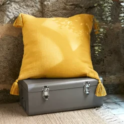 Cuscino quadrato garza di cotone (40 cm) Gaïa Giallo zafferano