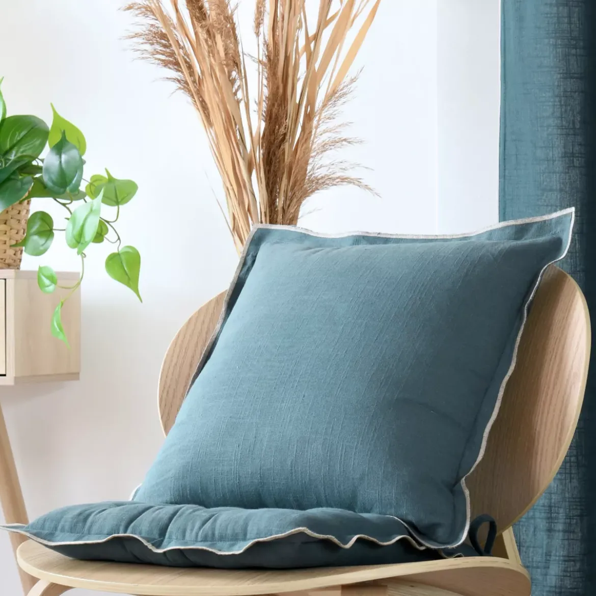 Cuscino quadrato in cotone (45 x 45 cm) Helios Blu