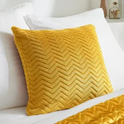 Cuscino quadrato in flanella (45 x 45 cm) Zag Giallo senape