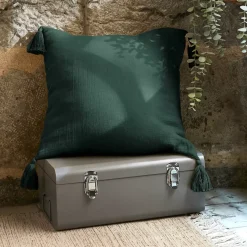 Cuscino quadrato in garza di cotone (40 x 40 cm) Gaïa Verde abete