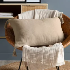 Cuscino rettangolare garza di cotone (40 x 60 cm) Gaïa Albicocca