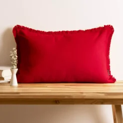 Cuscino rettangolare in cotone (40 x 60 cm) Pixel con frange Rosso