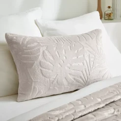 Cuscino rettangolare in flanella (40 x 60 cm) Flore Ecru