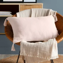 Cuscino rettangolare in garza di cotone (40 x 60 cm) Gaia Rosa cipria