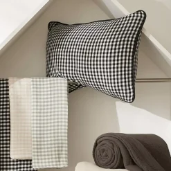 Cuscino rettangolare in garza di cotone (40 x 60 cm) Gaïa vichy Beige