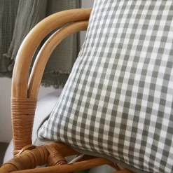 Cuscino rettangolare in garza di cotone (40 x 60 cm) Gaïa vichy Verde rosmarino