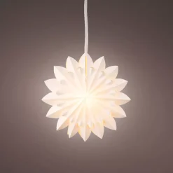 Decorazione da appendere luminosa in carta LED (D40 cm) Origami Floralia Bianco