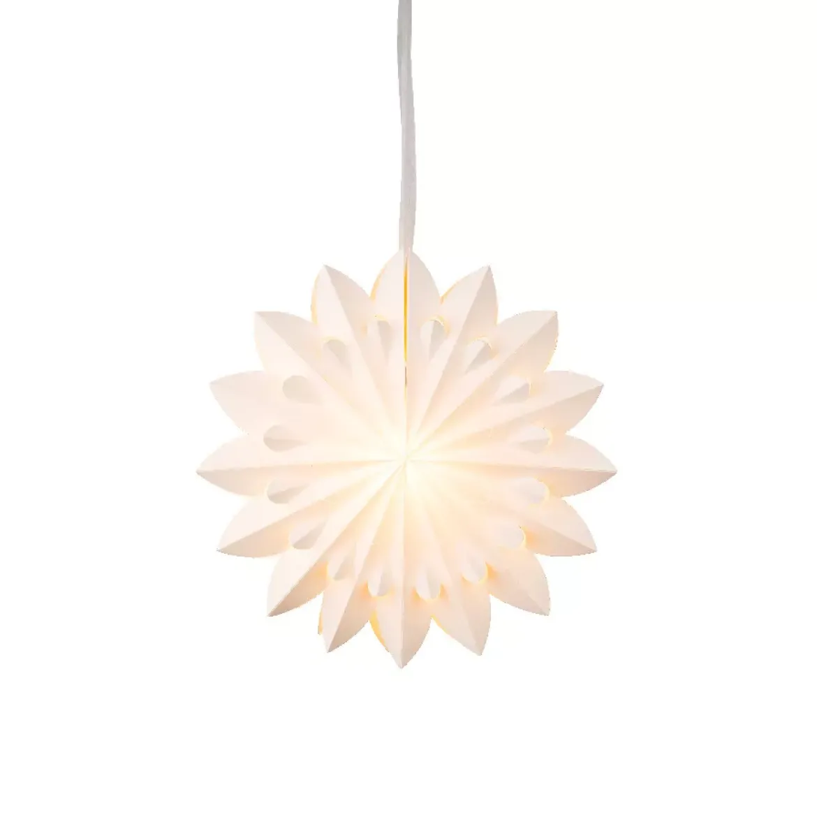 Decorazione da appendere luminosa in carta LED (D40 cm) Origami Floralia Bianco