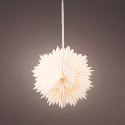 Decorazione da appendere luminosa in carta LED (D60 cm) Origami Star Bianco caldo
