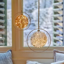 Decorazione da appendere luminosa a pile 30 LED (D20 cm) Luna d'Inverno Ambra/bianco caldo