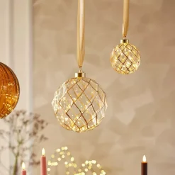 Decorazione da appendere luminosa a pile 40 LED (D20 cm) Vintage Oro/bianco caldo