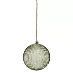 Decorazione da appendere luminosa a pile 40 LED (D20 cm) Vintage Verde tè / bianco caldo