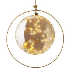 Decorazione da appendere luminosa a pile 40 LED (D26 cm) Luna d'Inverno Ambra/bianco caldo