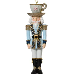 Decorazione di Natale sospesa (H12 cm) Schiaccianoci Tea time Blu e bianco