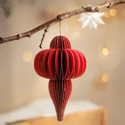 Decorazione di Natale sospesa in carta (H20 cm) con chiusura magnetica Rosso