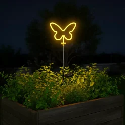 Decorazione luminosa Solare da infilare nel terreno (H65 cm) Farfalla neon Gialla