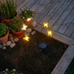 Decorazione luminosa Solare con picchetto (H60 cm) Farfalle Giallo