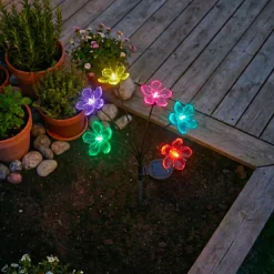 Decorazione luminosa Solare da infilare nel terreno (H70 cm) Flowers Multicolore