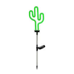 Decorazione luminosa Solare da infilare nel terreno (H73 cm) Cactus neon Verde