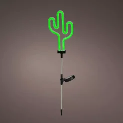 Decorazione luminosa Solare da infilare nel terreno (H73 cm) Cactus neon Verde
