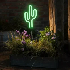 Decorazione luminosa Solare da infilare nel terreno (H73 cm) Cactus neon Verde